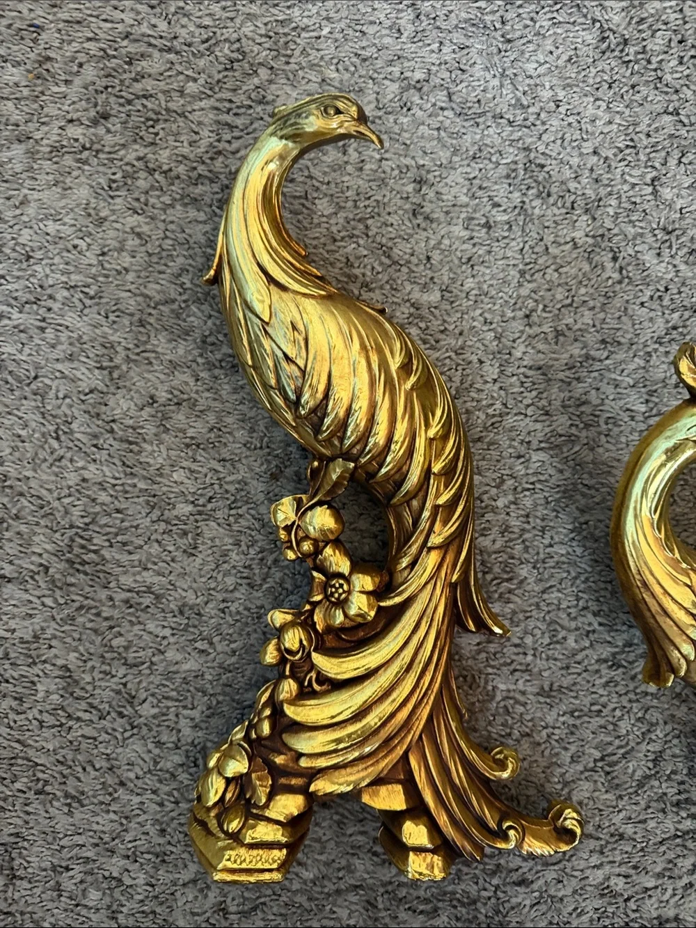 Vintage Syroco Gold Peacock Set - Elegant Pair for Living Room